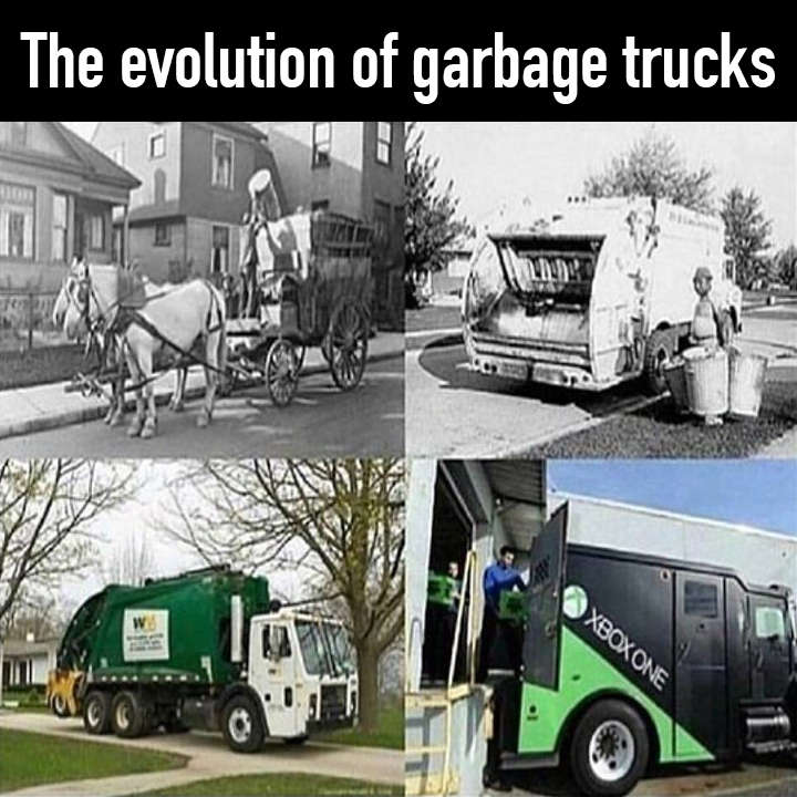 La evolución en los camiones de basura.